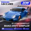 ACAMMZAR RC Drift Car, 1:24 Remote Control Car for Kids, 20KM/H 4WD High Speed RC Cars with LED Lights, Two Batteries, Extra Drifting Tires, Vehicle for Adults Boys Girls, Blue view 2