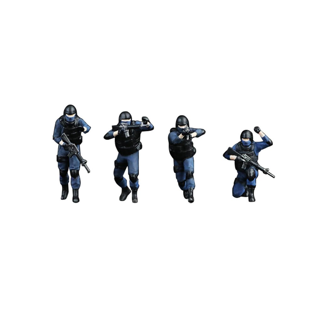 1/64 SWAT Special Operations Figures, Hand-Painted Resin Miniatures in Tactical Gear, Military Diorama Display Collectibles for 1:64 Scale Scene