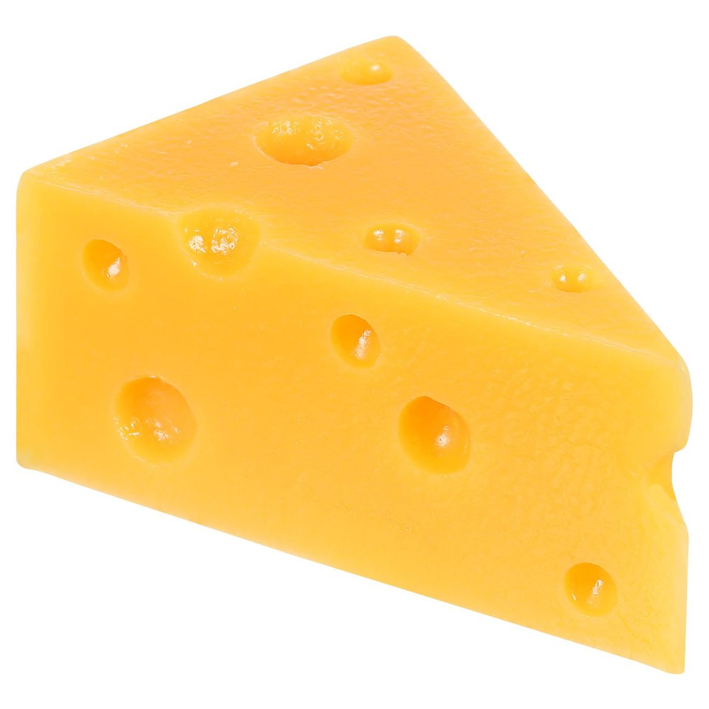 Beaupretty Simulated Triangle Cheese Model Fake Food Prop for Bakery Shop Display Kids Play Food Toy for Pretend Tea Party and Home Decor 2.55X1.77X1.37 Inch