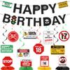 18th Birthday Decorations Boys Banner - 14 Pcs Glitter New Driver Banner Swirls Drivers License Caution Logos Traffic Signs Honeycomb Centerpieces Table Decor For Boys Girls 18 Year Old Party Supplies view 1