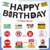 18th Birthday Decorations Boys Banner - 14 Pcs Glitter New Driver Banner Swirls Drivers License Caution Logos Traffic Signs Honeycomb Centerpieces Table Decor For Boys Girls 18 Year Old Party Supplies view 2
