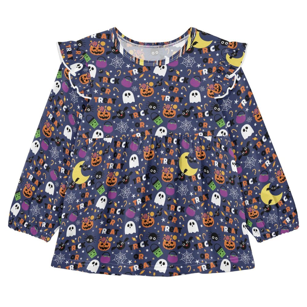 Wudan Baby Toddler Girl Long Sleeve Shirt Halloween Theme Cotton Toddler Baby Doll Clothes 2T
