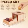 Adena Montessori Object Permanence Box for 6-12 Month Baby 3 Balls, Wooden Baby Toy in Natural Wood Tones, Real Wood Montessori Learning Toy for Toddler 1 Year Old, Sensory Developmental Gift view 2