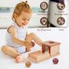 Adena Montessori Object Permanence Box for 6-12 Month Baby 3 Balls, Wooden Baby Toy in Natural Wood Tones, Real Wood Montessori Learning Toy for Toddler 1 Year Old, Sensory Developmental Gift view 3