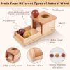 Adena Montessori Object Permanence Box for 6-12 Month Baby 3 Balls, Wooden Baby Toy in Natural Wood Tones, Real Wood Montessori Learning Toy for Toddler 1 Year Old, Sensory Developmental Gift view 4