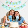 13Pcs Blue Happy Birthday Cake Topper - Star Banner Cake Decoration with Happy Birthday Banner Confetti Balloon Paper Fans for Birthday Party Cake Decor Supplies view 2