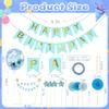 13Pcs Blue Happy Birthday Cake Topper - Star Banner Cake Decoration with Happy Birthday Banner Confetti Balloon Paper Fans for Birthday Party Cake Decor Supplies view 4