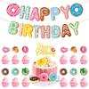 14Pcs Donut Theme Birthday Party Decorations - Glitter Donut Cake & Cupcake Toppers with Happy Birthday Banner for Birthday Party Baby Showers Cake Decorations Supplies view 1