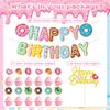 14Pcs Donut Theme Birthday Party Decorations - Glitter Donut Cake & Cupcake Toppers with Happy Birthday Banner for Birthday Party Baby Showers Cake Decorations Supplies view 3