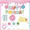 14Pcs Donut Theme Birthday Party Decorations - Glitter Donut Cake & Cupcake Toppers with Happy Birthday Banner for Birthday Party Baby Showers Cake Decorations Supplies view 4