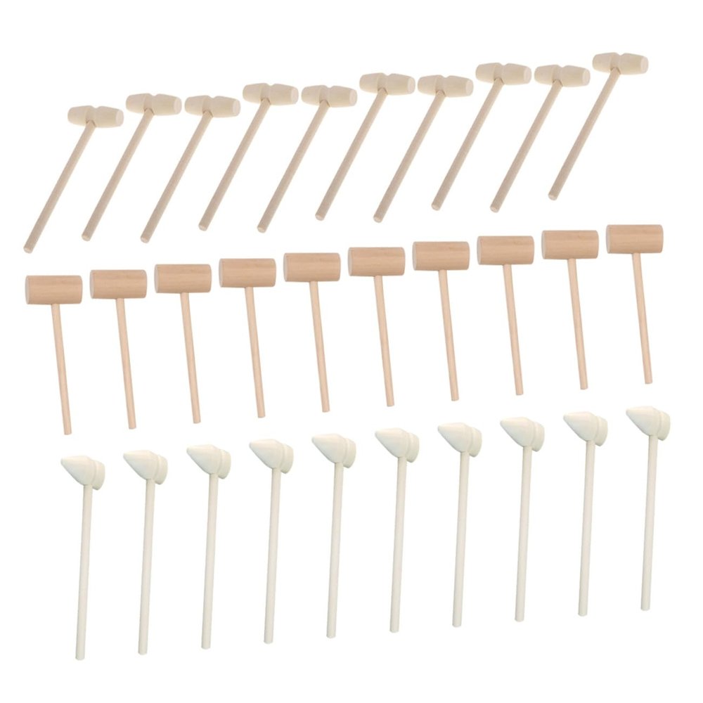 WHAMVOX 30PCS Natural Wooden Mallets Gavel Wooden Hammers for DIY Handcraft Preschool Activities Montessori Educational Bulk Mallets