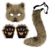 Animal Mask Set with Fluffy Tail and Paw Gloves Halloween, Christmas, and Theme Costume Party Outfits and Role-Playing Props (Grass yellow) view 1