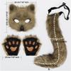 Animal Mask Set with Fluffy Tail and Paw Gloves Halloween, Christmas, and Theme Costume Party Outfits and Role-Playing Props (Grass yellow) view 2