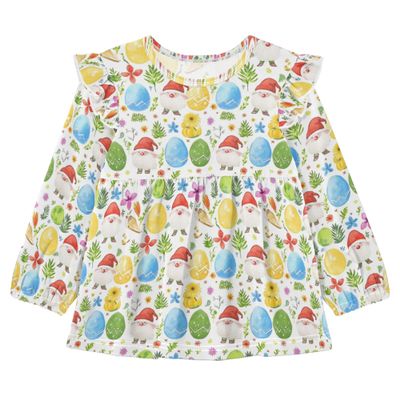 Wudan Infant/Toddler Girl Long-Sleeve T-Shirts Watercolor Easter Eggs Gnomes Cotton Toddlers Doll Clothes 18M