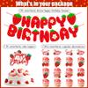 14Pcs Strawberry Theme Birthday Party Decorations - Glitter Sweet Berry Cake & Cupcake Toppers with Happy Birthday Banner for 1st Birthday Party Baby Showers Cake Decorations view 3