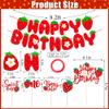 14Pcs Strawberry Theme Birthday Party Decorations - Glitter Sweet Berry Cake & Cupcake Toppers with Happy Birthday Banner for 1st Birthday Party Baby Showers Cake Decorations view 4