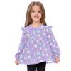 Wudan Baby Girls Long Sleeve T-Shirts Cute Teeth and Objects Dental Care on Purple Cotton Toddler Baby Doll Clothes 2T view 2