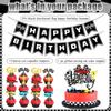 14Pcs Race Car Theme Birthday Party Decorations - Glitter Race Car Cake & Cupcake Toppers with Black Happy Birthday Banner for Kids' Birthdays & Baby Showers Cake Decorations view 3