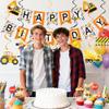 19 Pcs Construction Theme Birthday Party Decorations - Dump Truck Excavator Cupcake Decorations - Construction Happy Birthday Banner & Hanging Swirls for Kids Birthday Party Supplies view 2