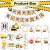 19 Pcs Construction Theme Birthday Party Decorations - Dump Truck Excavator Cupcake Decorations - Construction Happy Birthday Banner & Hanging Swirls for Kids Birthday Party Supplies view 4