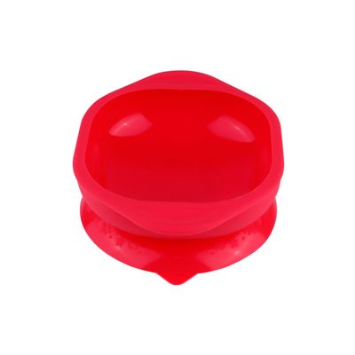 Integrated Silicone Suction Bowl for Non-slip Dish with Soft Material for Training and Everyday Use Coral Red