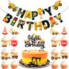17 Pcs Construction Theme Birthday Party Decorations - Dump Truck Cake Toppers Excavator Cupcake Decorations - Construction Happy Birthday Banner for Kids Birthday Party Supplies view 1
