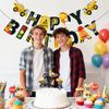 17 Pcs Construction Theme Birthday Party Decorations - Dump Truck Cake Toppers Excavator Cupcake Decorations - Construction Happy Birthday Banner for Kids Birthday Party Supplies view 2