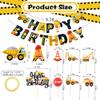 17 Pcs Construction Theme Birthday Party Decorations - Dump Truck Cake Toppers Excavator Cupcake Decorations - Construction Happy Birthday Banner for Kids Birthday Party Supplies view 4