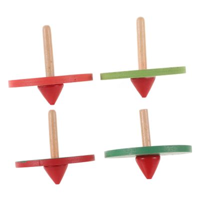 WHAMVOX 4pcs Wooden Spinning Tops Colorful Gyroscope for Hand-Eye Coordination Educational Cognitive Development Safe Non-Toxic Materials Random Color
