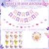15Pcs Butterfly Theme Birthday Decorations - Butterfly Cupcake Toppers with Happy Birthday Flower Banner for Women Girl Party Cake Decor Supplies view 4
