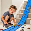 Flexible Race Track Toys for Kids, 15 Ft Flex Tracks Starter Set with Strong Suction Cups - Compatible with Hot Wheels and Diecast 1/64th Cars, Rolls up Portable Race Car Ramp Track (Blue) view 1