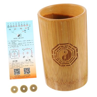 COOLHIYA Fortune Pot Divination Game with Copper Coins and Bucket Professional Buddhist Divination Prop for Family Gatherings Home Decor Play Traditional Chinese Game Tool