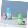 COOLHIYA 5Pcs Wooden Animal Nesting Dolls Creative Owl Matryoshka for Educational Playset and Home Decorations view 4