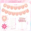 10Pcs Daisy Theme Birthday Party Decorations - Glitter Daisy Flower Cake & Cupcake Toppers with Happy Birthday Banner Hanging Spiral for Birthday Party Baby Showers Cake Decorations view 4