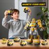 Aotonow 5 in 1 Magnetic Transform Cars Robot Toys Gift for Boy Ages 4-6, Easy DIY Assembly, STEM Magnetic Transform Engineering Trucks Toy, Birthday for Kids 3 4 5 6 7 Year Old(Yellow) view 2