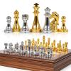 12-Inch Metal Chess Set with Wooden Board for Kids and Adults, Gold & Silver Chess Pieces with Extra Queens, Portable Small Chess Board for Travel, Family Game Night, Beginners & Professional Players view 1