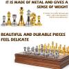12-Inch Metal Chess Set with Wooden Board for Kids and Adults, Gold & Silver Chess Pieces with Extra Queens, Portable Small Chess Board for Travel, Family Game Night, Beginners & Professional Players view 2