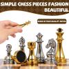 12-Inch Metal Chess Set with Wooden Board for Kids and Adults, Gold & Silver Chess Pieces with Extra Queens, Portable Small Chess Board for Travel, Family Game Night, Beginners & Professional Players view 3