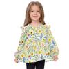 Wudan Toddler Girls Ruffle Cuffs T-Shirts Summer Flowers Delphinium Sunflower White Cotton Little Kids Doll Clothes 3T view 2
