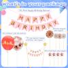13Pcs Pink Happy Birthday Cake Topper - Star Banner Cake Decoration with Happy Birthday Banner Confetti Balloon Paper Fans for Birthday Party Cake Decor Supplies view 3