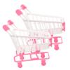 ToysCentral Basics 2pcs Mini Shopping Cart for Ages Pretend Grocery Cart Simulation Role Play Accessories Party Favor in Rose Red view 1