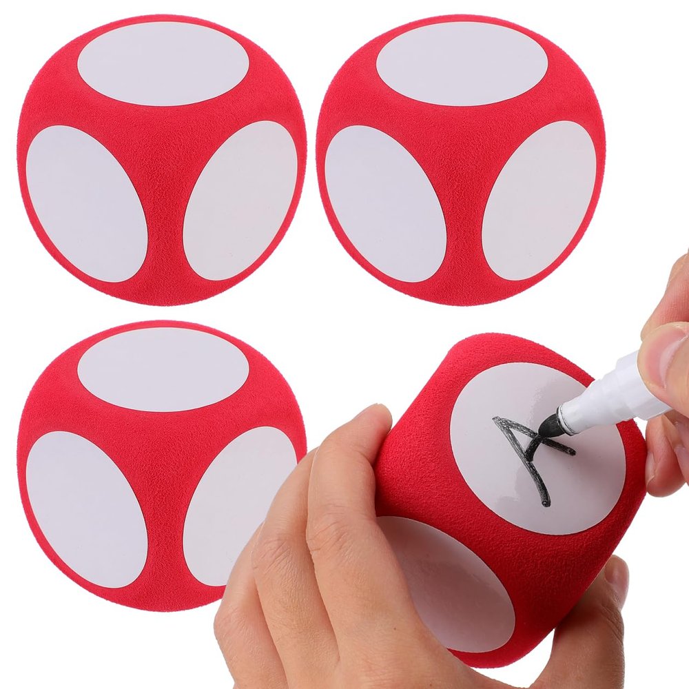 Angoily 8-Piece Standard Game Dice Set 2.36 Inch Writable Foam Dice for Classroom Games Party Activities Educational Play and Teaching Tools