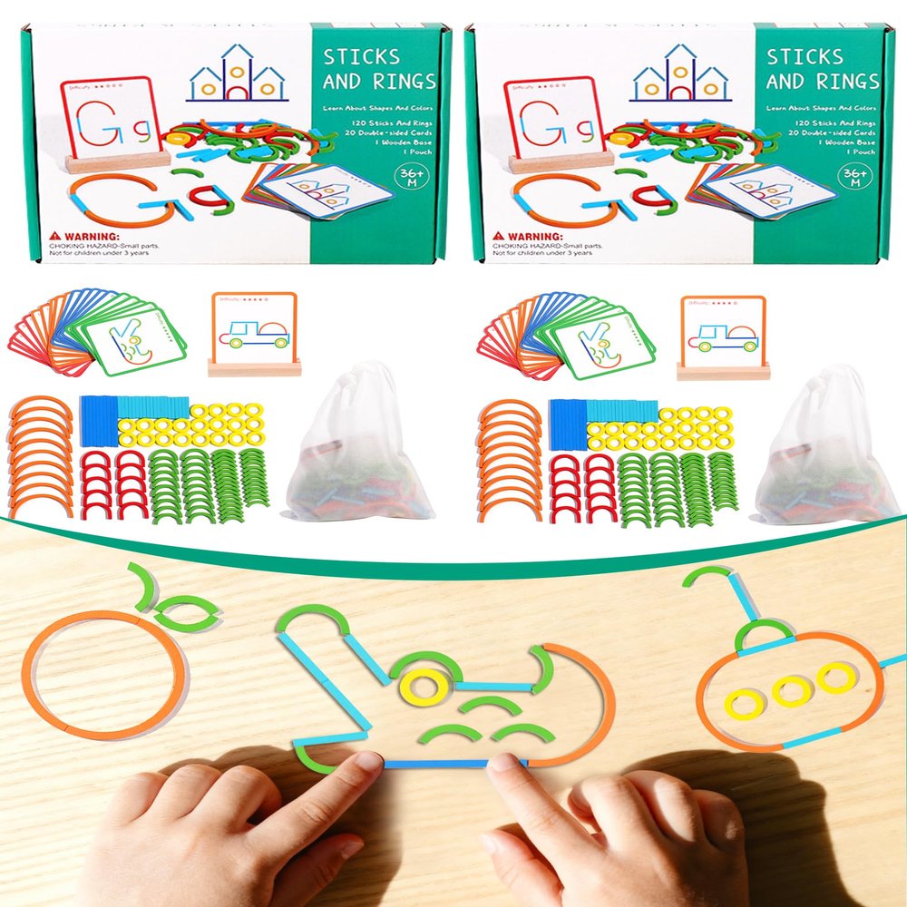 142Pcs Montessori Smart Sticks, 2026 New Wooden Montessori Smart Sticks for Toddlers- Spelling, STEM and Art in One Toy, Boost Creativity, Imagination and Focus, Stay Away from Screens (2 Set)