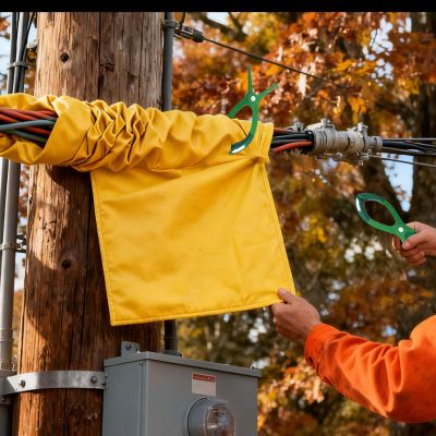 High-Voltage Insulation Clamp Shielding Blanket, Parcel Damaged Wiring Insulating Safety Blankets for Live Working/Outdoor Electrical Projects, Easy to Carry(400v-35.4x39.4in/90x100cm)