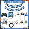14Pcs Video Game Theme Birthday Party Decorations - Game On Controllers Cake & Cupcake Toppers with Happy Birthday Banner for Game Birthday Theme Party Cake Decorations view 4