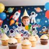 12Pcs Space Cupcake Toppers - Astronaut, Planet & Rocket Cake Decorations for Outer Space Themed Birthday Party & Baby Showers Cake Decor Supplies view 3