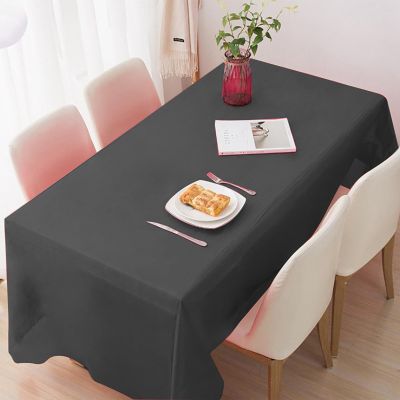 10 Packs Table Cloths Disposable, 55 X 110 Inch Rectangle Disposable Waterproof Plastic Black Tablecloths for 6 To 8 FT Tables,White Table Cloths for Birthday Wedding Decorative Party Picnic