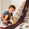 Flexible Race Track Toys for Kids, 15 Ft Flex Tracks Starter Set with Strong Suction Cups - Compatible with Hot Wheels and Diecast 1/64th Cars, Rolls up Portable Race Car Ramp Track (Red Black) view 1