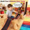 Flexible Race Track Toys for Kids, 15 Ft Flex Tracks Starter Set with Strong Suction Cups - Compatible with Hot Wheels and Diecast 1/64th Cars, Rolls up Portable Race Car Ramp Track (Red Black) view 4
