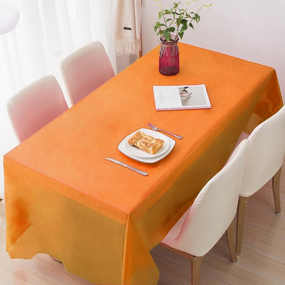 10 Packs Plastic Table Cloth Disposable, 55 X 110 Inch Waterproof Rectangle Disposable Plastic Outdoor Tablecloth for 8FT Tables,Black Table Cloth for Party Decorative Birthday Wedding Picnic